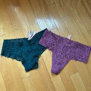 NWT Victoria’s Secret Lace Panties - 2 pairs - 1 mid rise thong, 1 cheeky